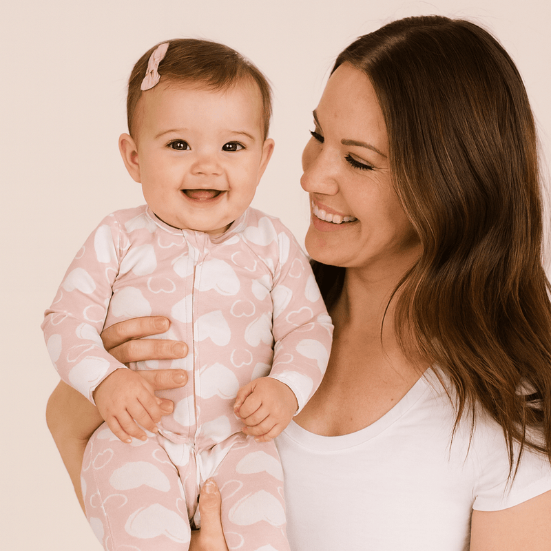 So Much Love Zipper Footie - The Palm Beach Baby Sweet Bamboo