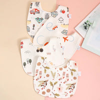 Soft cotton baby bib set with colorful vehicle and holiday patterns for infants