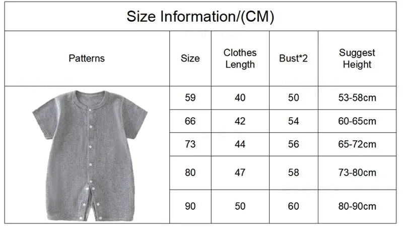 Gray soft cotton baby romper for 3 to 12 month olds with front snap buttons