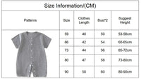Gray soft cotton baby romper for 3 to 12 month olds with front snap buttons