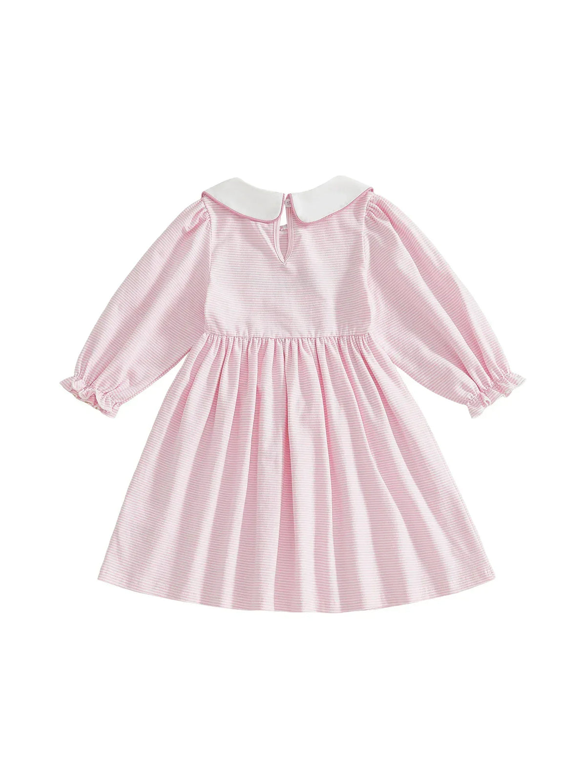 pink long sleeve St. Patrick's Day dress for little girls with white collar for toddlers