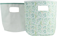 Goosewaddle storage baskets set with green leaf pattern and white color, medium size for newborn baby essentials