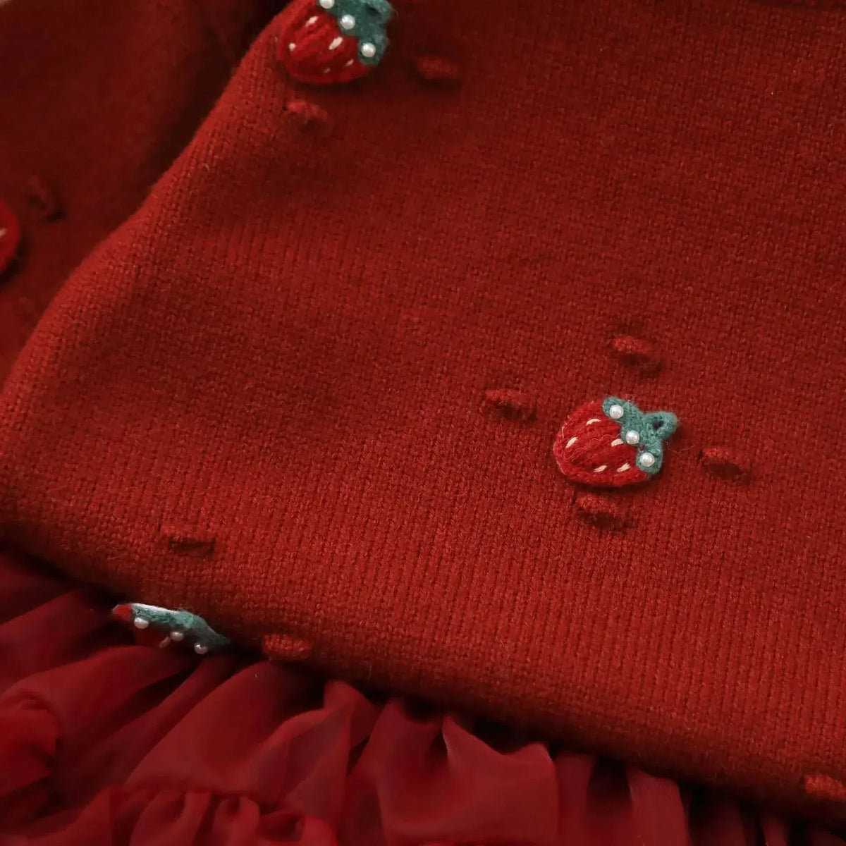 Strawberry Knit Sweater and Tulle Skirt Set for Babies - The Palm Beach Baby