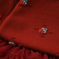 Strawberry Knit Sweater and Tulle Skirt Set for Babies - The Palm Beach Baby