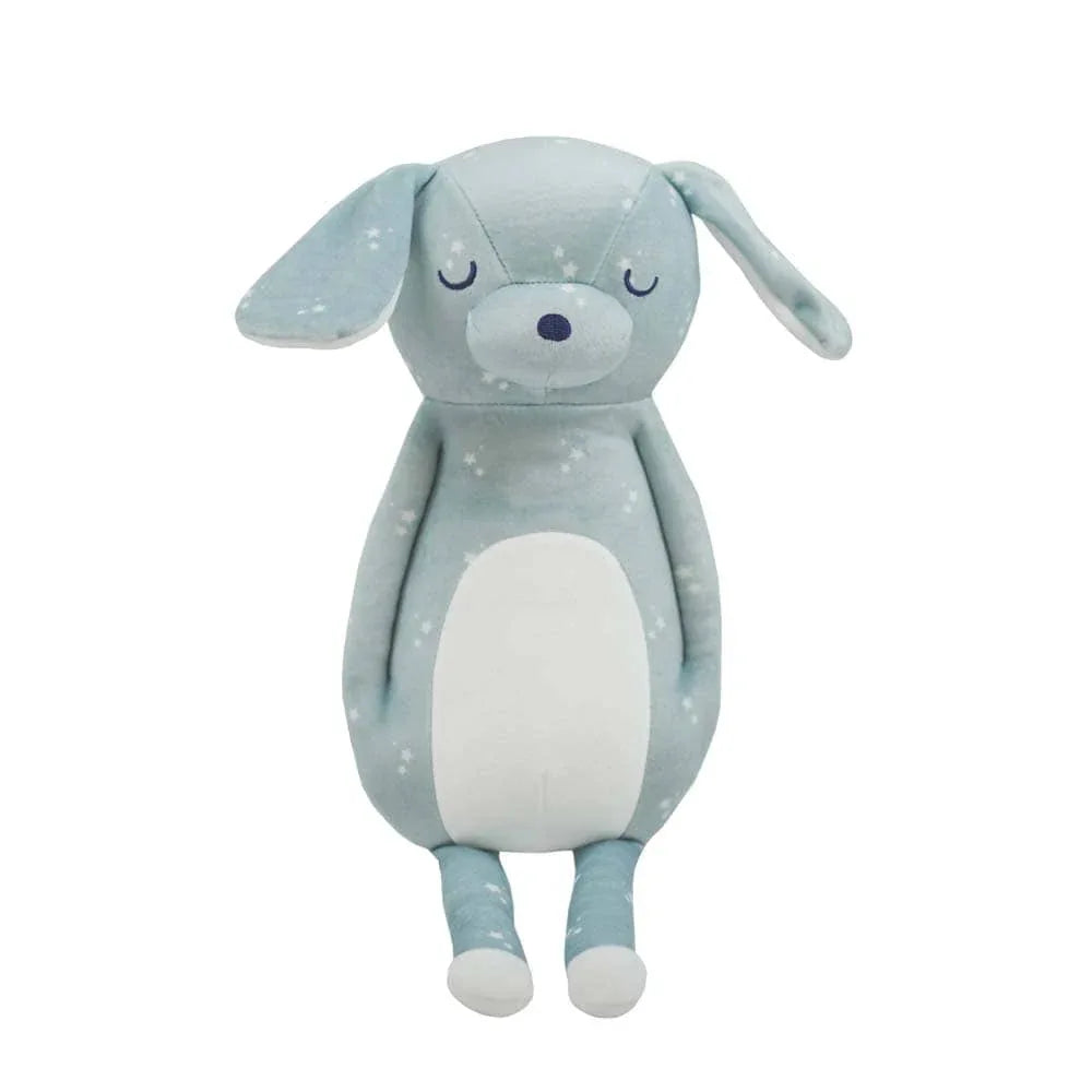Goosewaddle blue and white plush stuffed animal dog with closed eyes and long ears for children