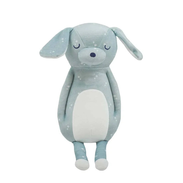 Goosewaddle blue and white plush stuffed animal dog with closed eyes and long ears for children