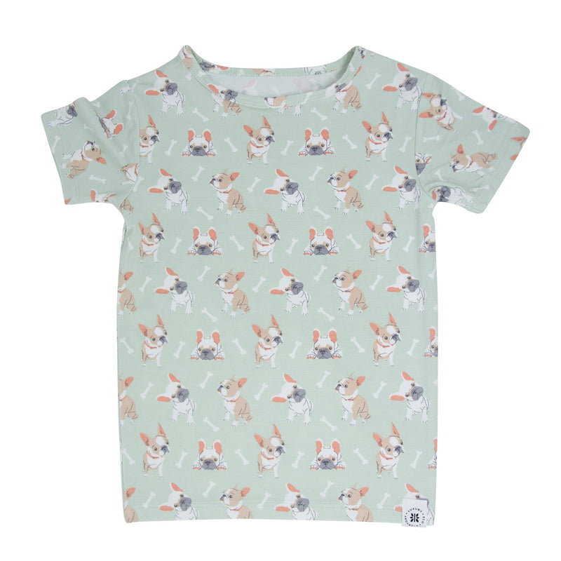 Mint Frenchie Puppy Summer Pajama Set - The Palm Beach Baby