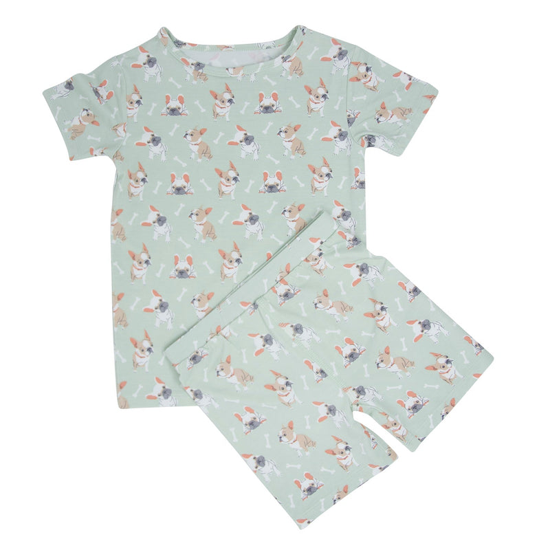 Mint Frenchie Puppy Summer Pajama Set - The Palm Beach Baby