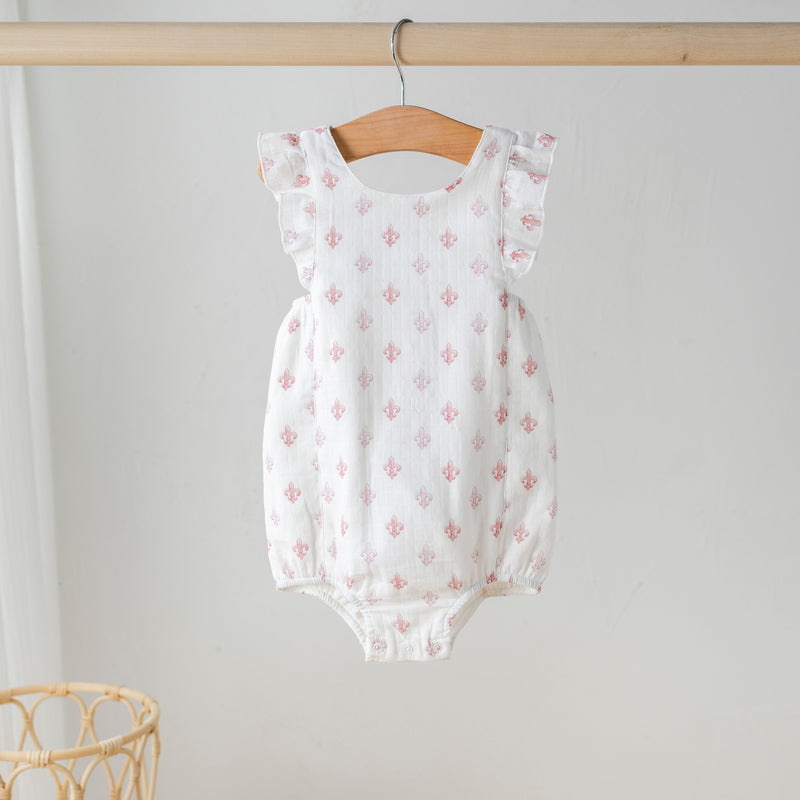 Fleur De Rose Organic Muslin Bubble Romper - The Palm Beach Baby