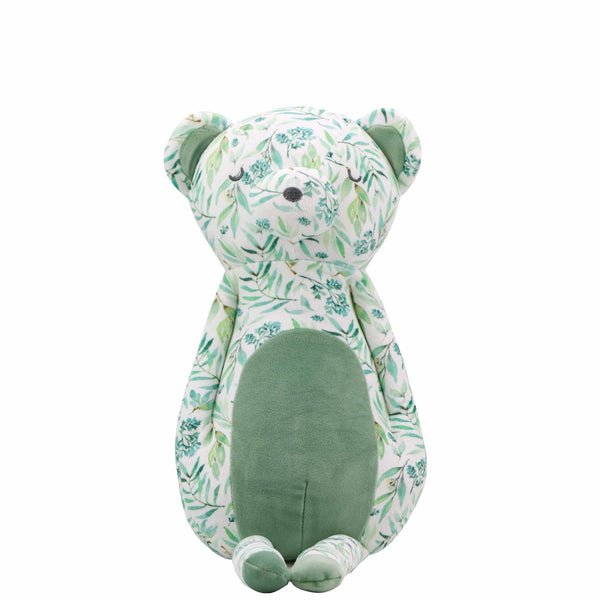  super soft baby comfort toy plush bear with green floral pattern for newborns