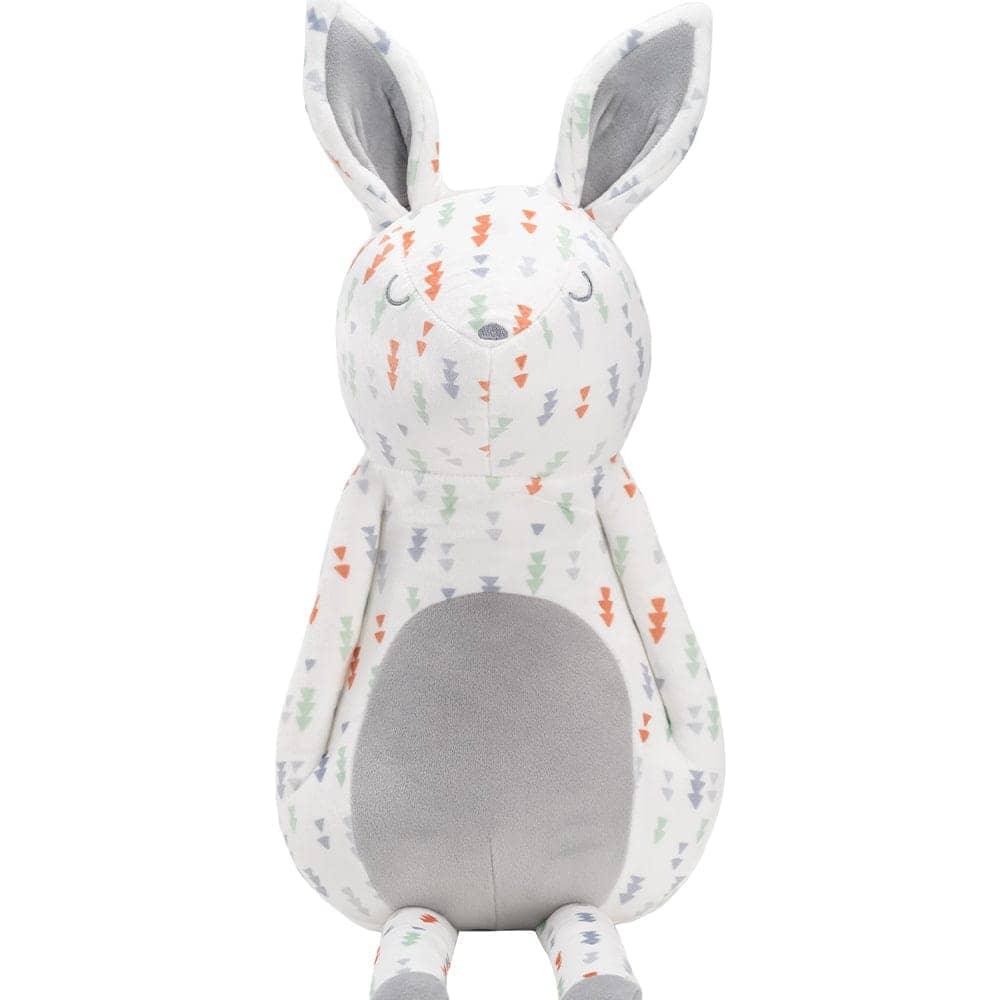 White and gray plush bunny with colorful arrow pattern super soft baby comfort toy for newborns
