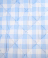 Blue and white checkered super soft baby play mat with quilted stitching for newborns and infants