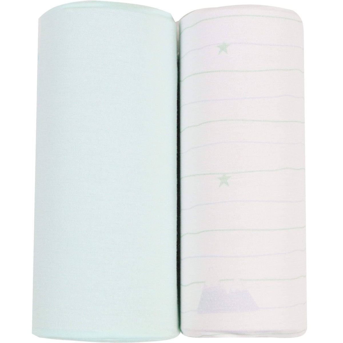 Goosewaddle newborn swaddle blanket set in light blue and white with star pattern for infants