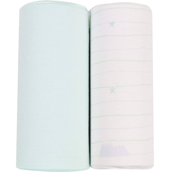 Goosewaddle newborn swaddle blanket set in light blue and white with star pattern for infants