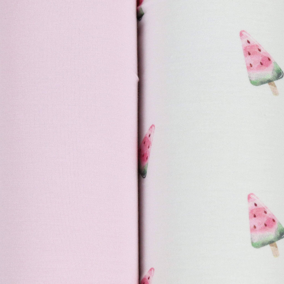 Newborn baby swaddle blankets set with solid light pink and white with watermelon print