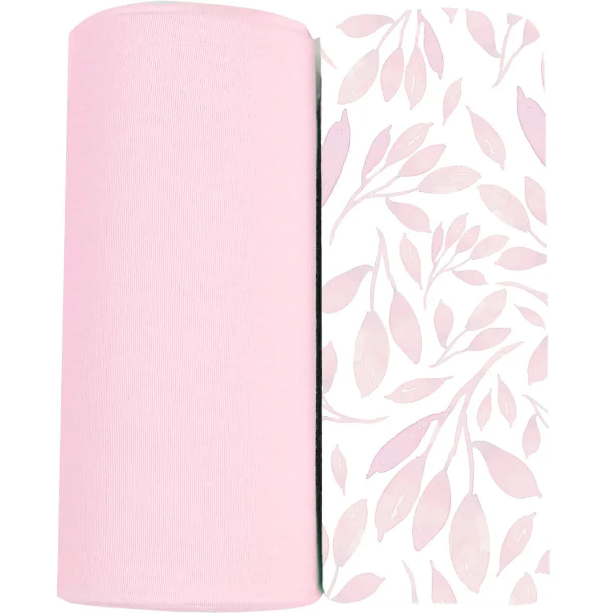 Goosewaddle pink and white newborn swaddle blankets with soft leaf pattern for babies