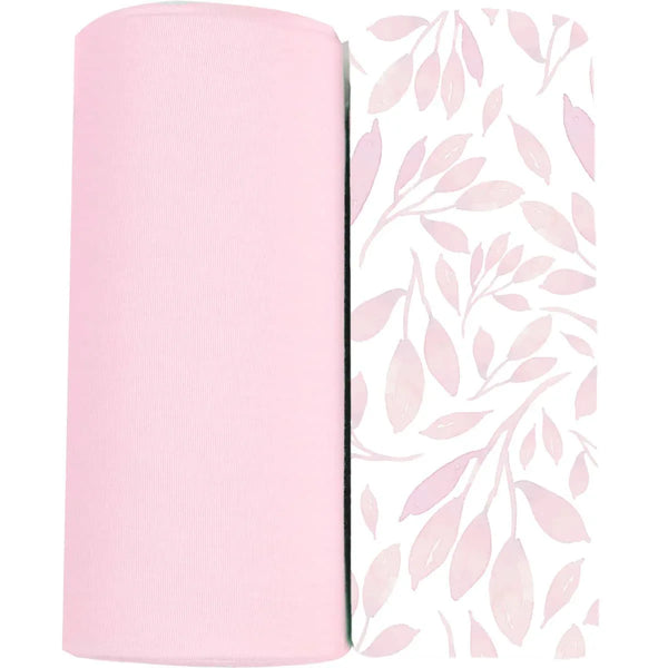 Goosewaddle pink and white newborn swaddle blankets with soft leaf pattern for babies