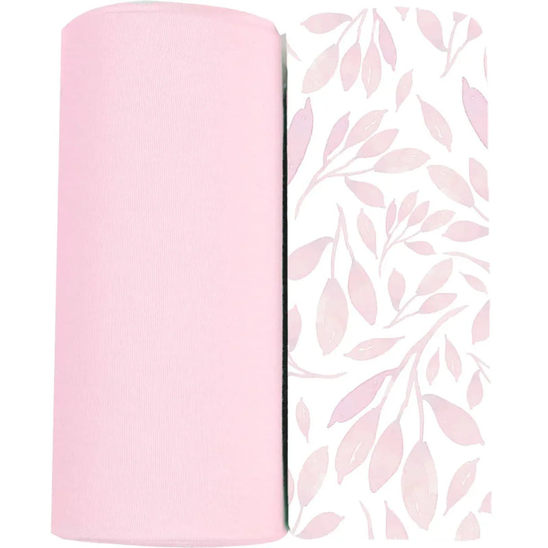 Goosewaddle pink and white newborn swaddle blankets with soft leaf pattern for babies