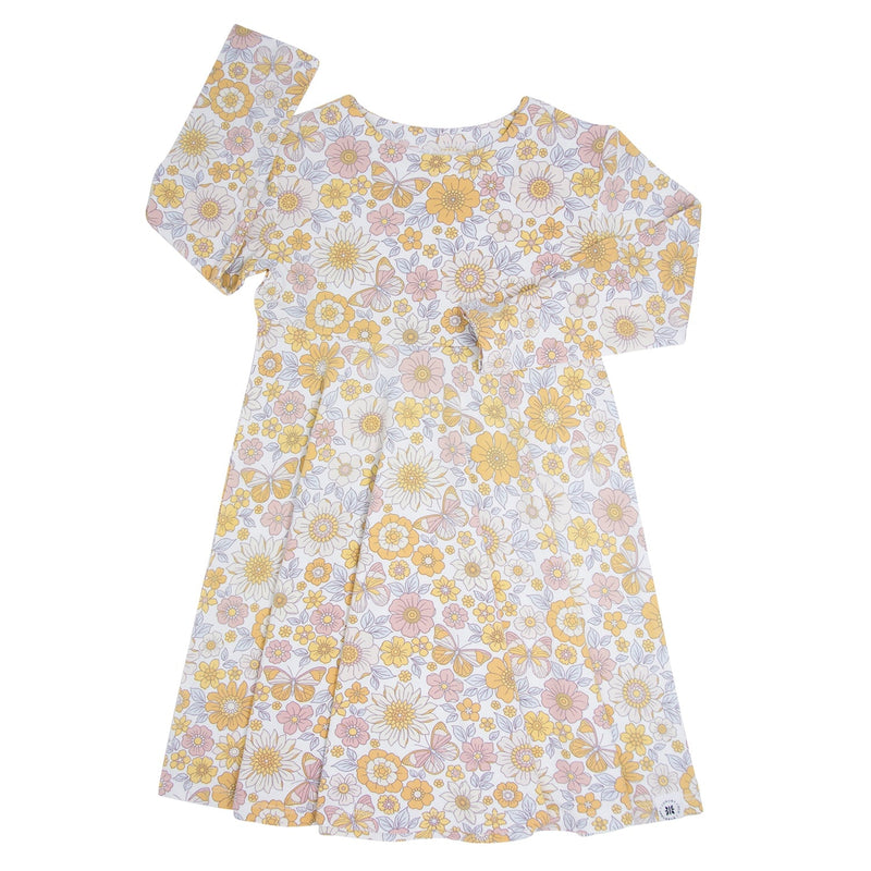 Retro Vintage Flowers Swirly Girl Dress - The Palm Beach Baby