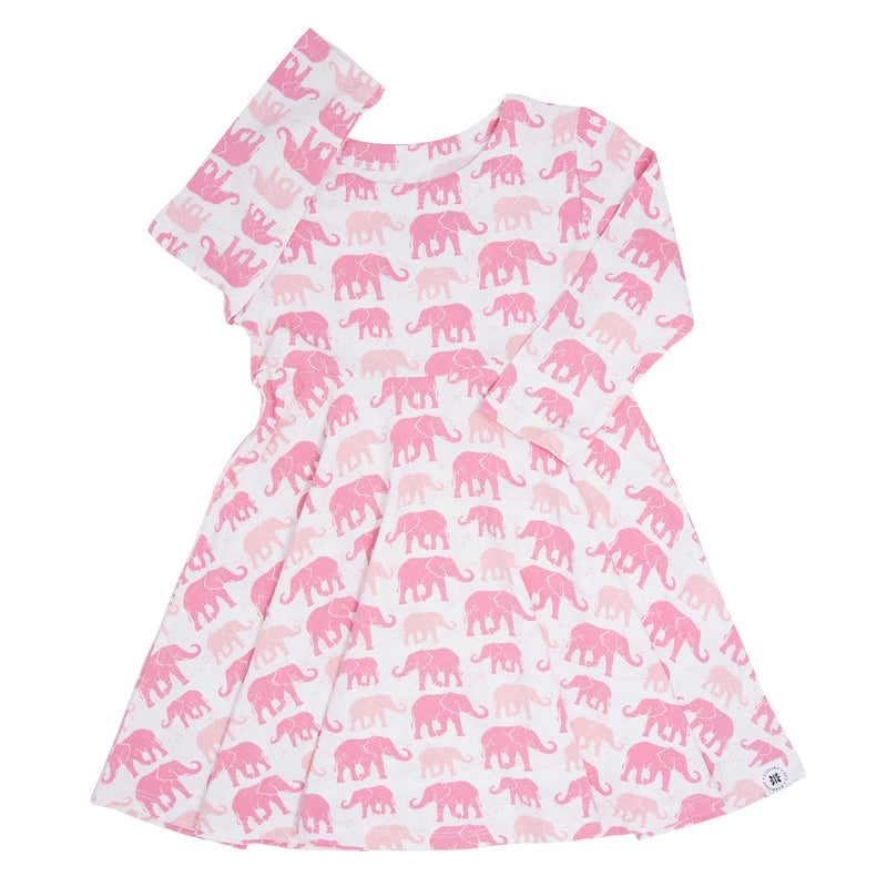 Pink Elephant Swirly Girl Dress - The Palm Beach Baby Sweet Bamboo