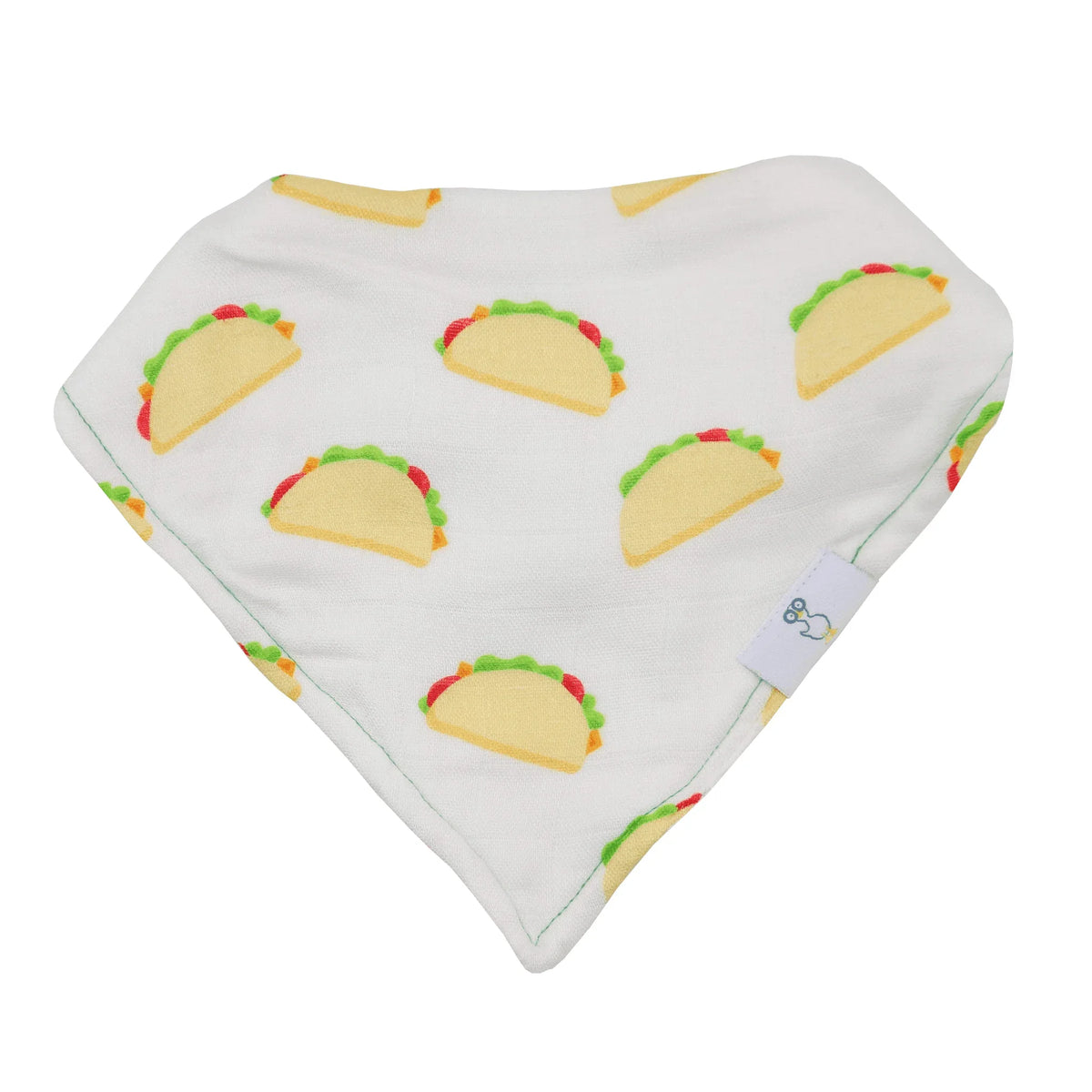 White baby bandana bib with colorful taco prints from taco baby bib set for newborns