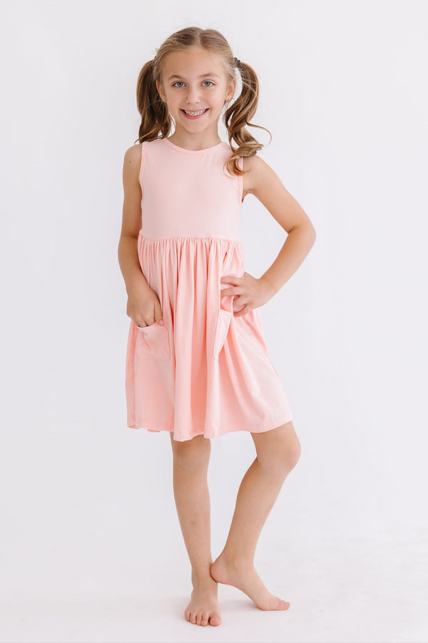girls pink Mila & Rose Twirl Pocket tank dress with pockets sleeveless knee-length