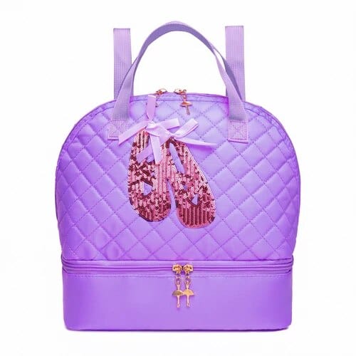 babies and kids accessories purple shoes image Quilted Ballerina-Themed Backpack -The Palm Beach Baby