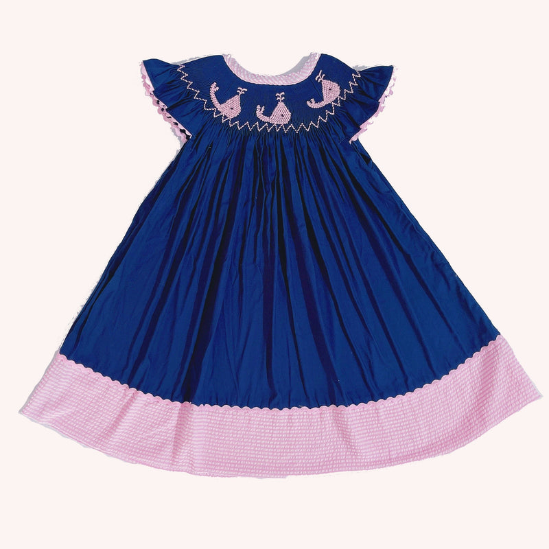 babies and kids Clothing "Baby Whale" Girl's Smocked Dress -The Palm Beach Baby
