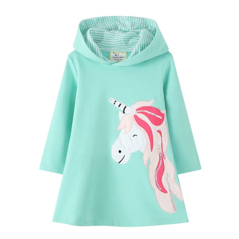 babies and kids Clothing Colorful Printed Girl's Hoodie Dress -The Palm Beach Baby