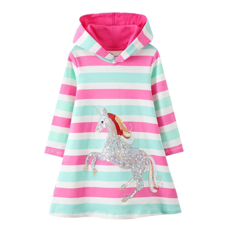 babies and kids Clothing T7106 / 2T / China Colorful Printed Girl's Hoodie Dress -The Palm Beach Baby