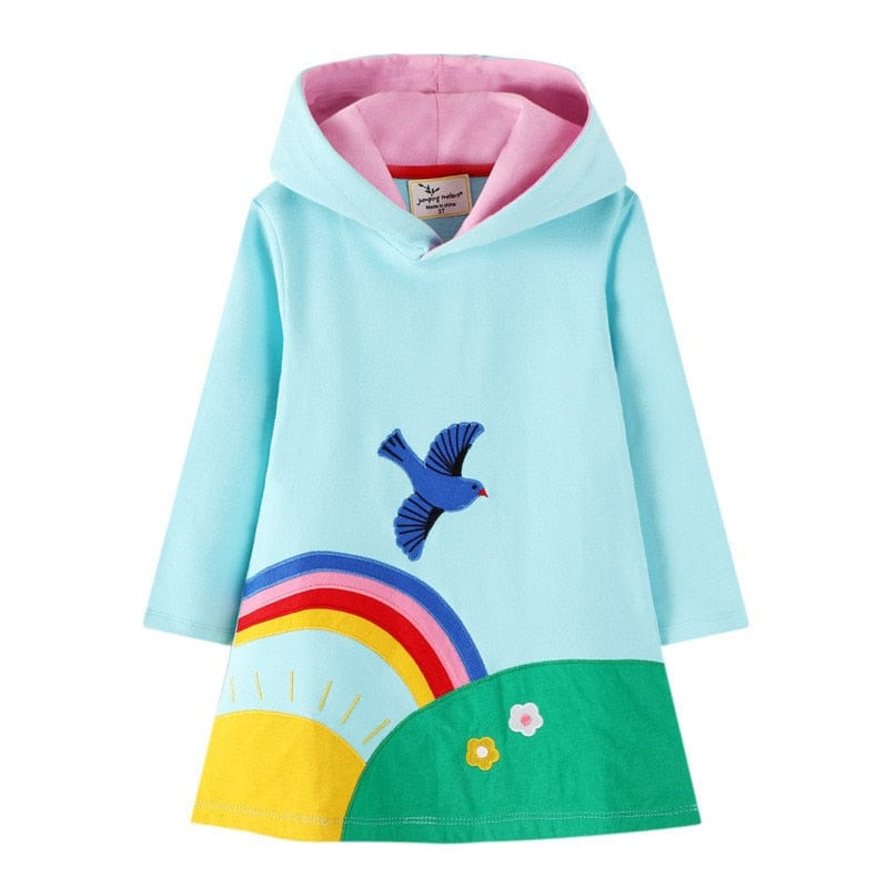babies and kids Clothing T7284 / 2T / China Colorful Printed Girl's Hoodie Dress -The Palm Beach Baby