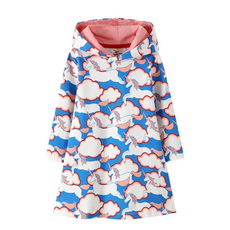babies and kids Clothing T7322 / 2T / China Colorful Printed Girl's Hoodie Dress -The Palm Beach Baby