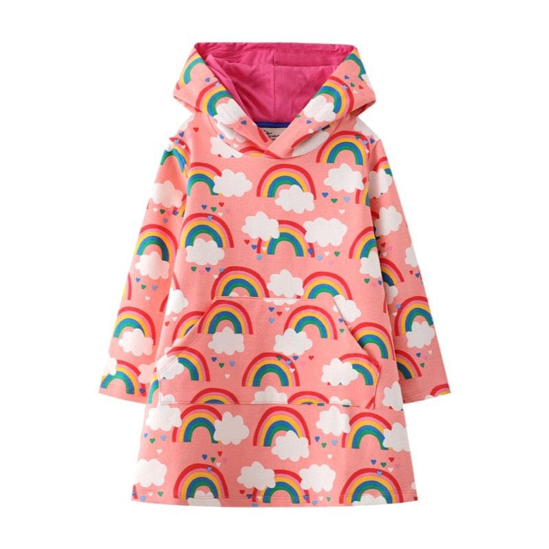 babies and kids Clothing T7599 / 2T / China Colorful Printed Girl's Hoodie Dress -The Palm Beach Baby