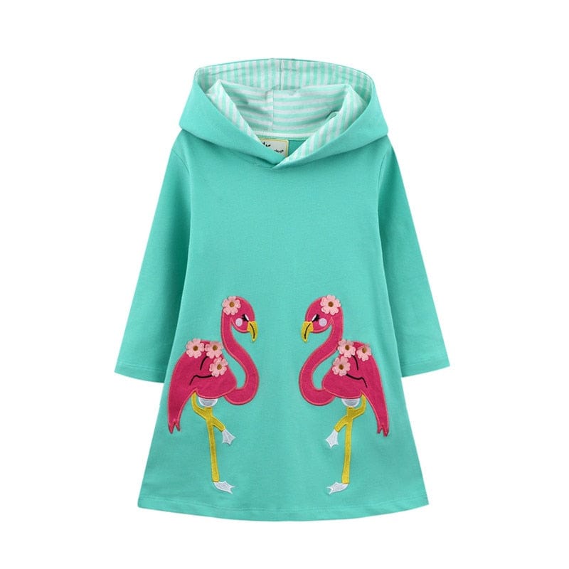 babies and kids Clothing T7793 / 2T / China Colorful Printed Girl's Hoodie Dress -The Palm Beach Baby