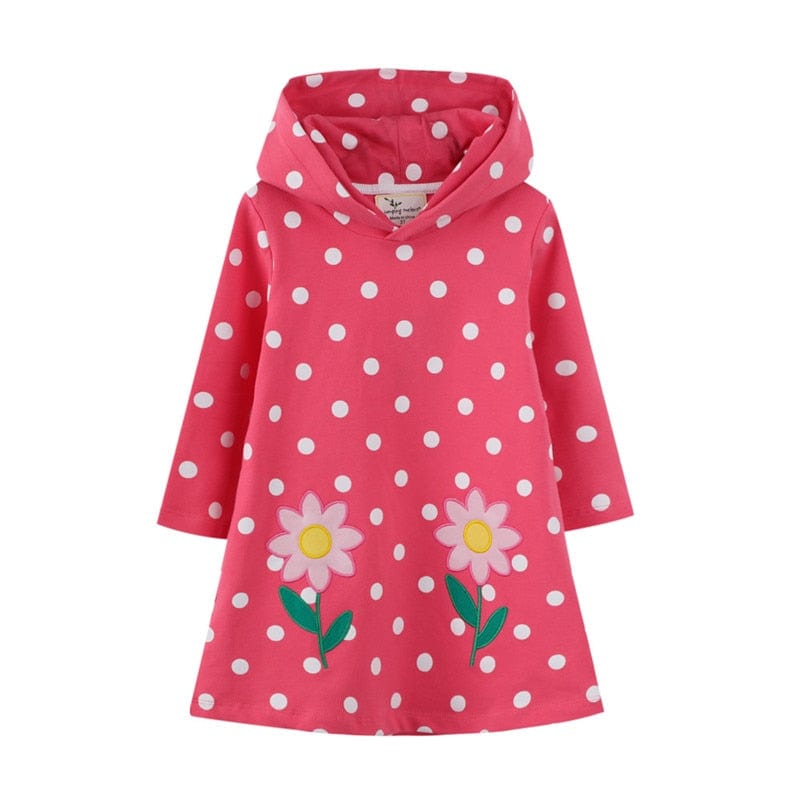 babies and kids Clothing T7794 Flower / 2T / China Colorful Printed Girl's Hoodie Dress -The Palm Beach Baby