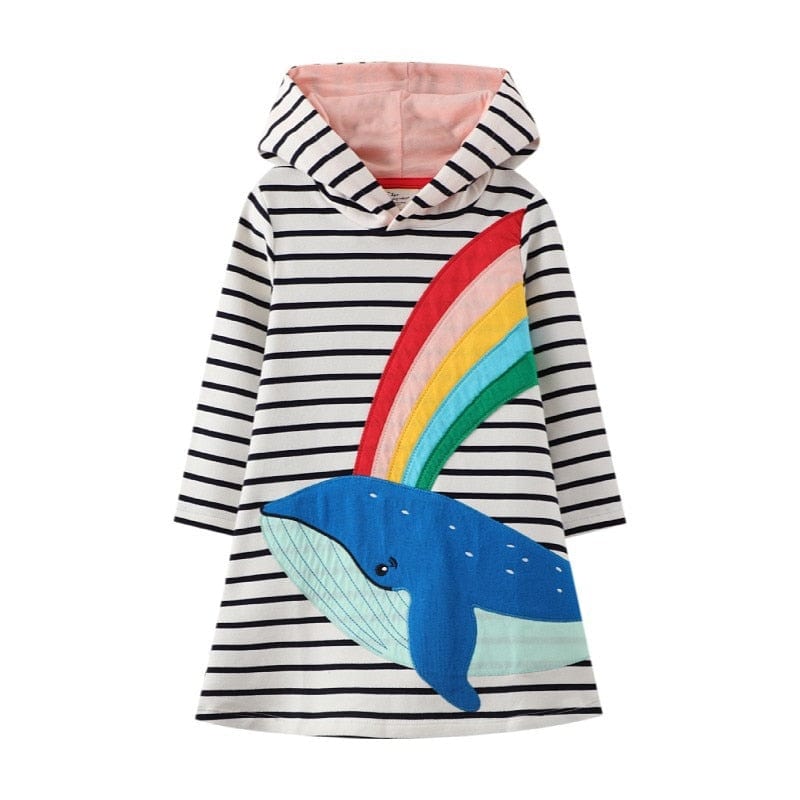 babies and kids Clothing T7806 / 2T / China Colorful Printed Girl's Hoodie Dress -The Palm Beach Baby