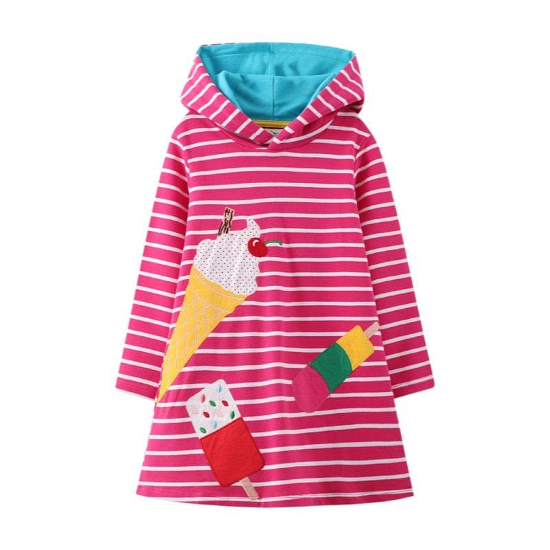 babies and kids Clothing T7807 / 2T / China Colorful Printed Girl's Hoodie Dress -The Palm Beach Baby