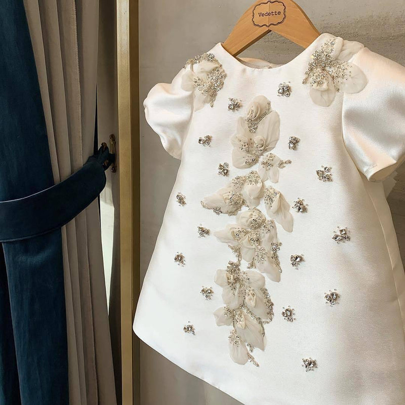 Ivory / 12M Elegant Couture Beaded Party Dress -The Palm Beach Baby
