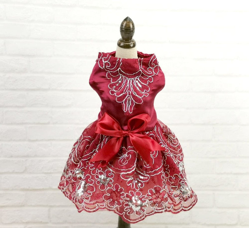 pet clothes red / XS "Sophia" Pet Special Occasion Dress -The Palm Beach Baby