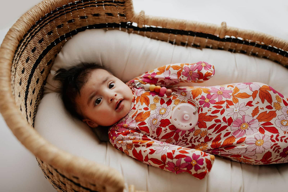 Three Little Tots Knotted Newborn Baby Gown Floral Print - The Palm Beach Baby