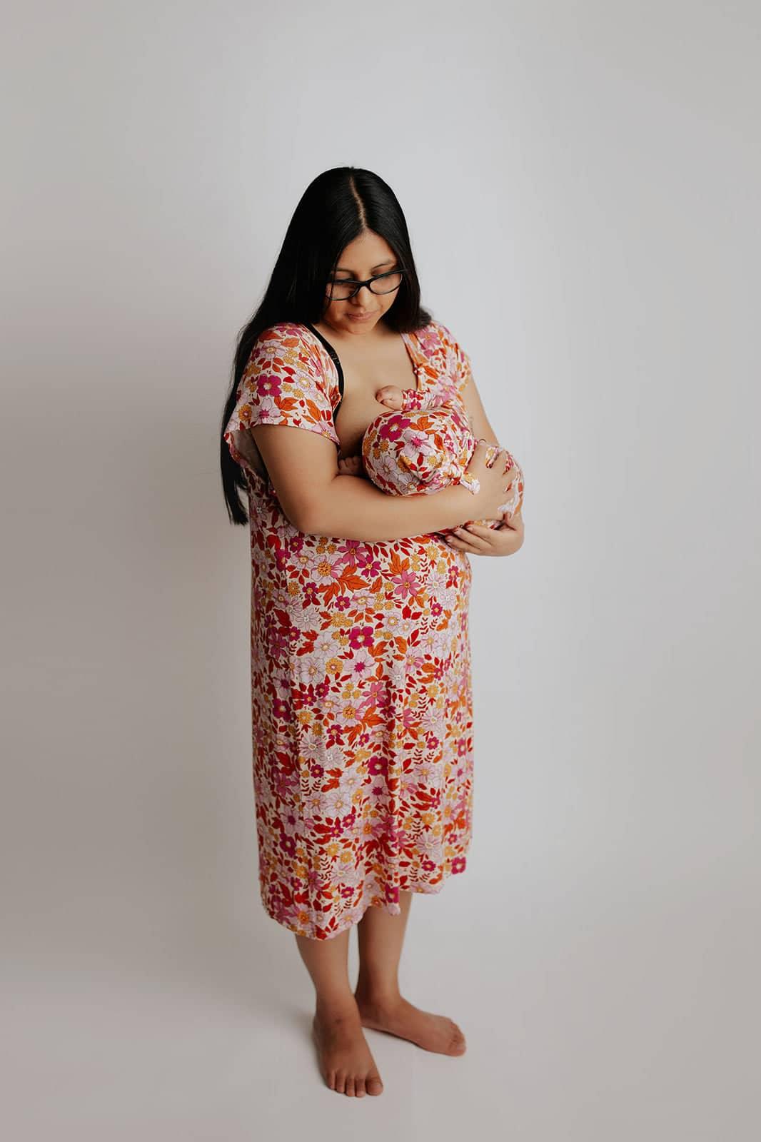 Three Little Tots Knotted Newborn Baby Gown Floral Print - The Palm Beach Baby