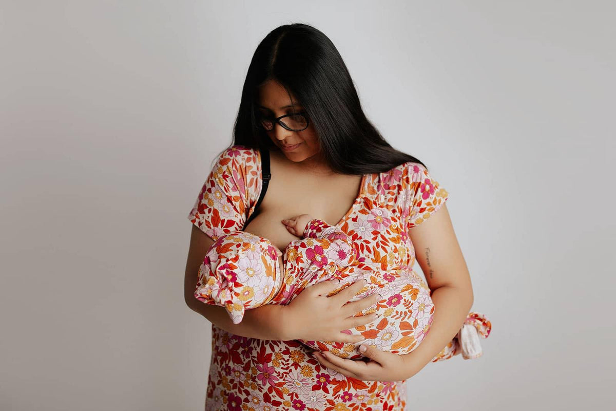 Three Little Tots Knotted Newborn Baby Gown Floral Print - The Palm Beach Baby