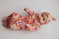 Three Little Tots Knotted Newborn Baby Gown Floral Print - The Palm Beach Baby