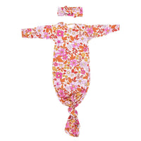 Three Little Tots Knotted Newborn Baby Gown Floral Print - The Palm Beach Baby