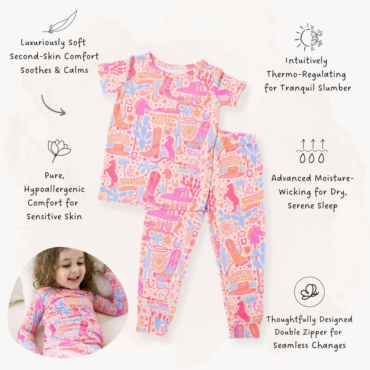 Raising Mama Toddler Short Sleeve Pajama Set - Cozy & Cute - The Palm Beach Baby