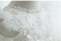 White tulle special occasion dress for girls with floral sequin and bead embellishments
