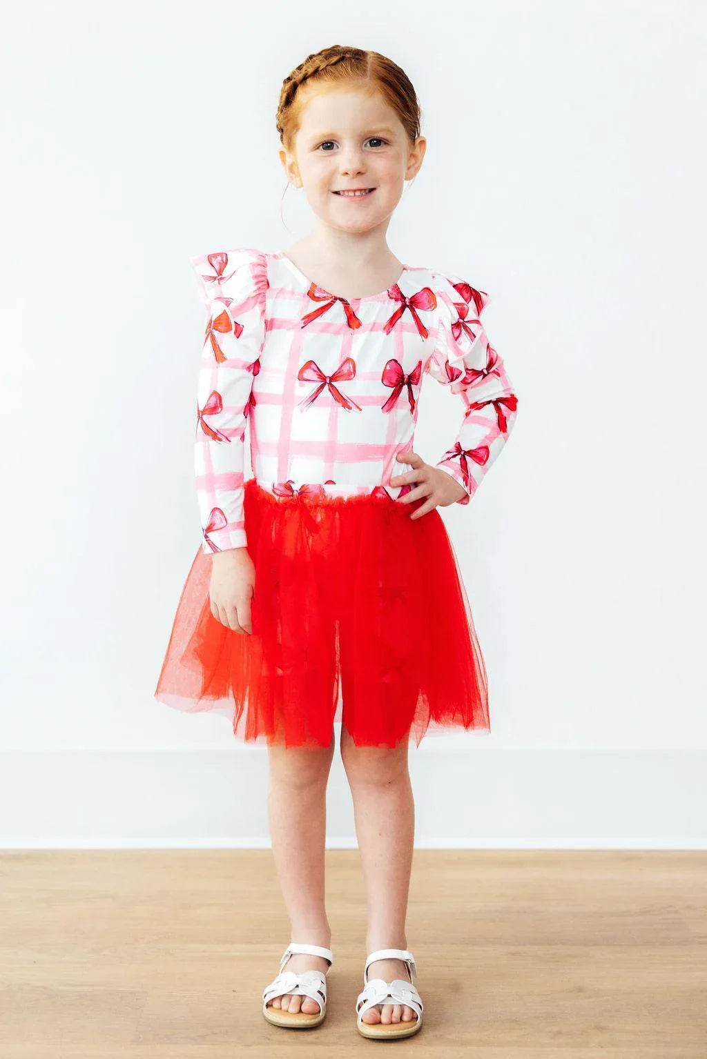 Mila & Rose girls red tutu shorts for girls, toddler size, with tulle overlay
