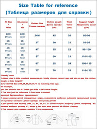 Size chart for unicorn leggings for girls showing clothes length waist and suggested height in centimeters and years