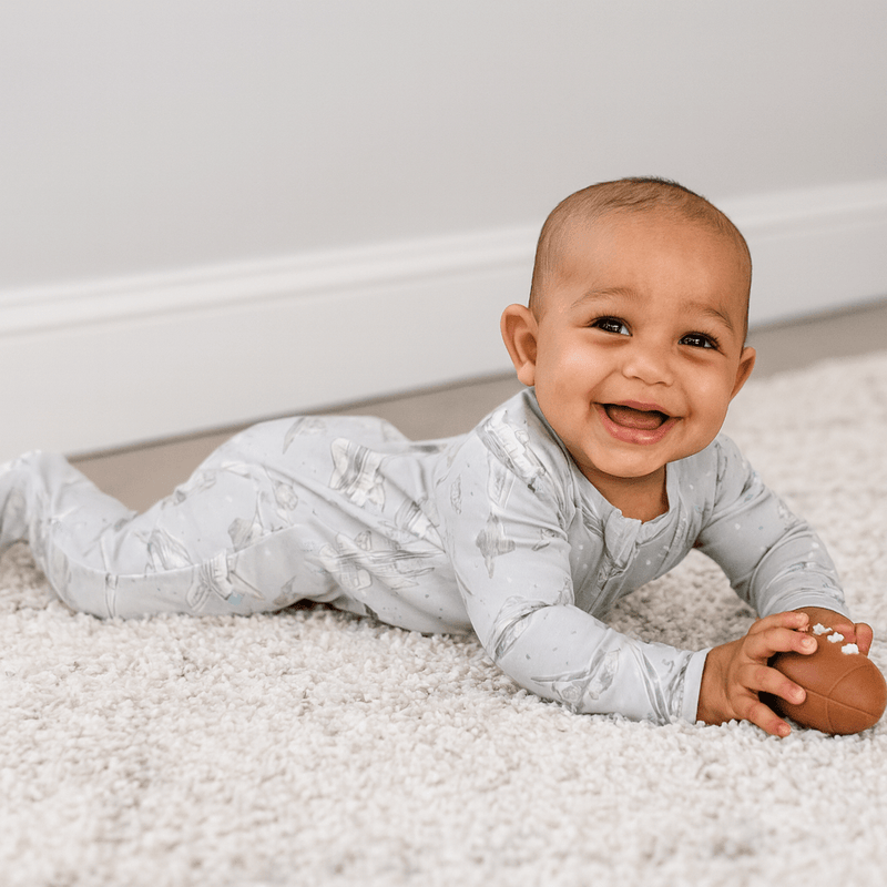 Up and Away Zipper Footie - The Palm Beach Baby Sweet Bamboo