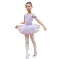 girls lavender ballet tutu dress with short sleeves and layered tulle skirt for kids